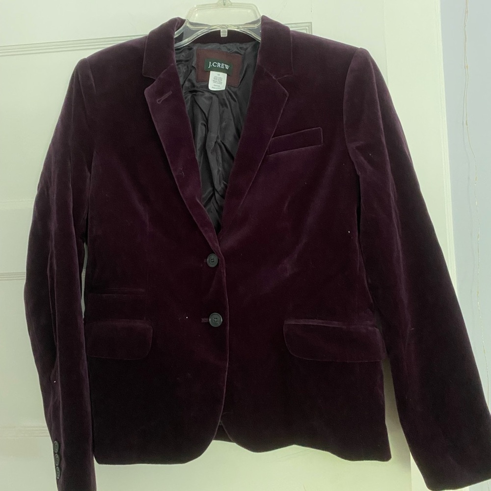 J. Crew Velvet Blazer in deep purple
